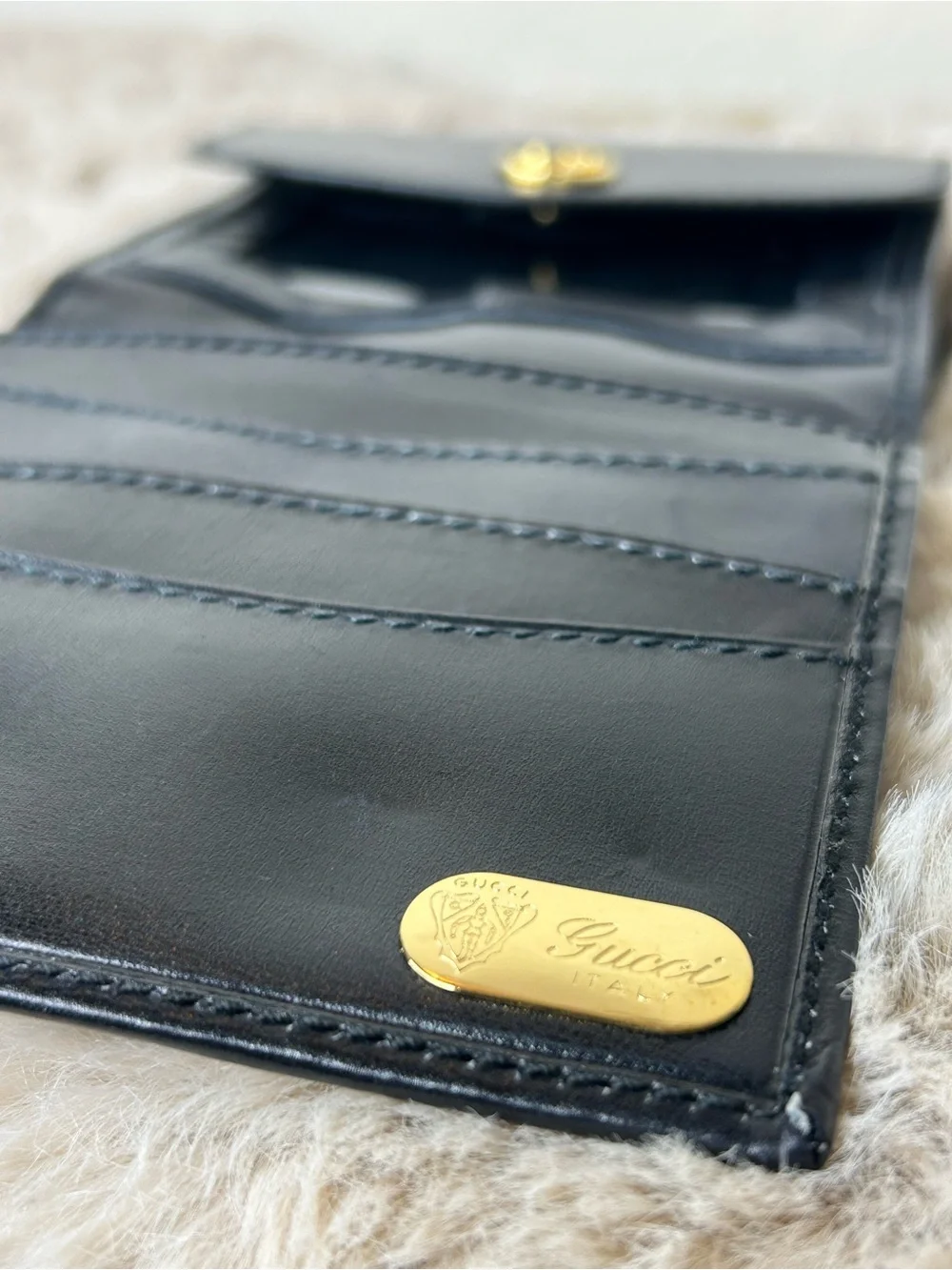 Gucci Black Leather Mini Wallet with Gold Logo and Hardware - Picture 12 of 12
